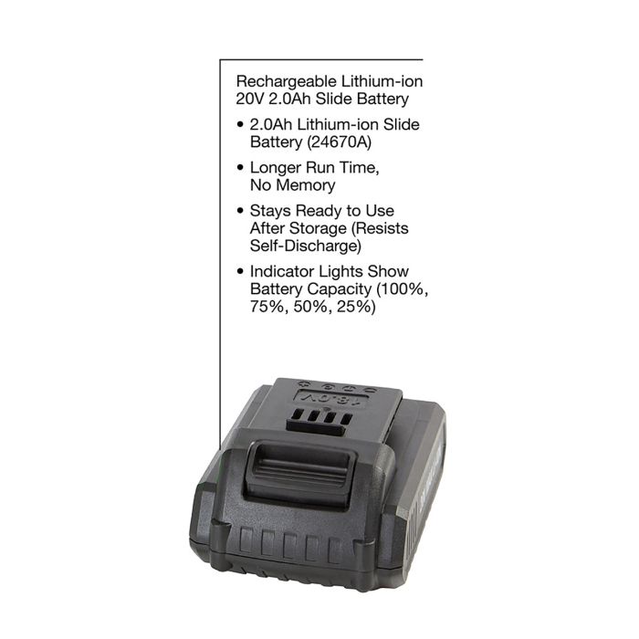 20V, 2.0Ah Replacement Battery (US)